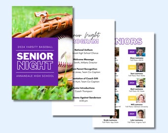 Program Template for Senior Night, Baseball Senior Night Program, Digital Template, Class of 2024