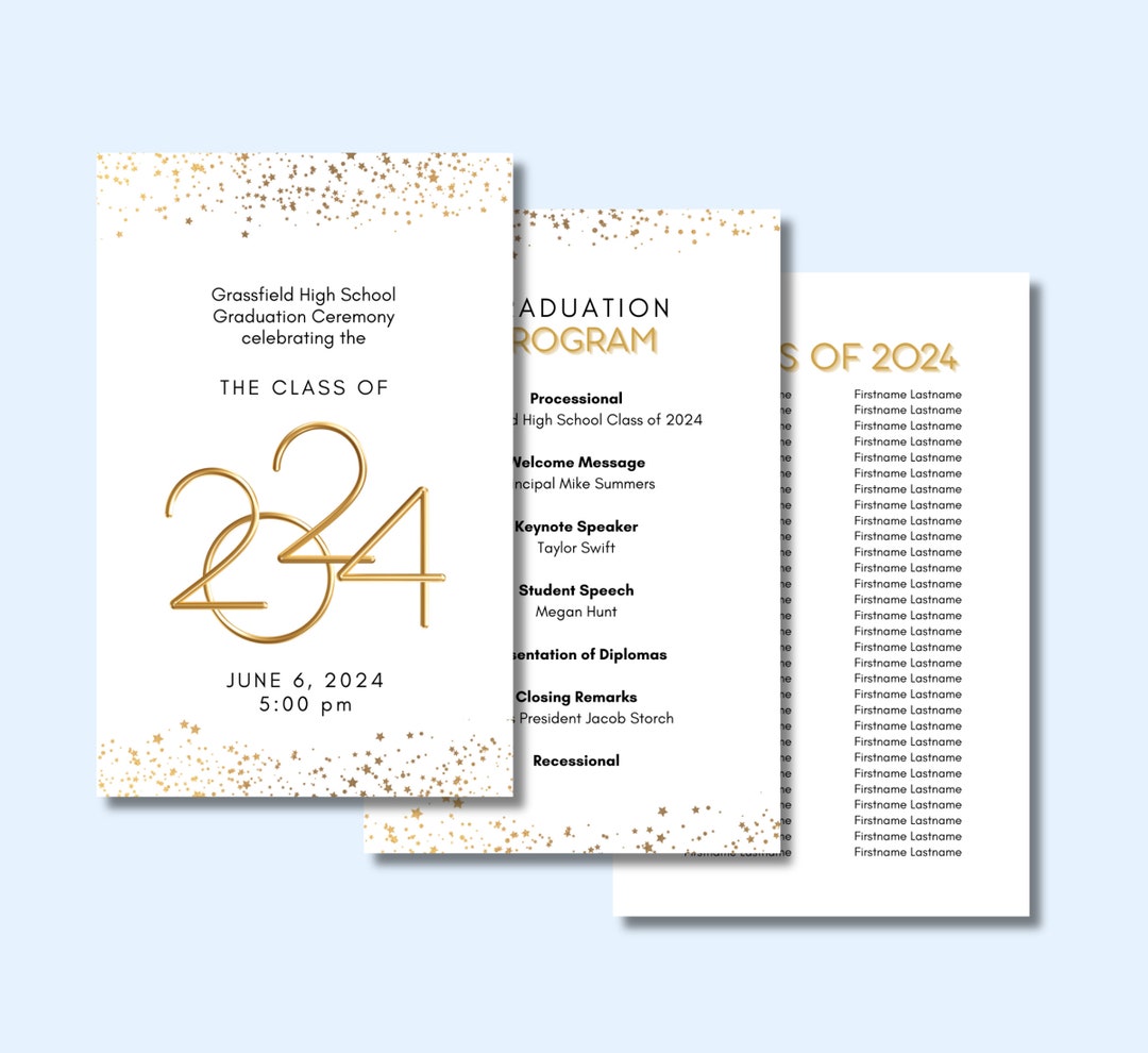 Graduation Program Template for the Class of 2024, Graduation Ceremony