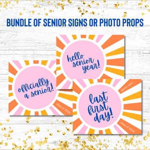 First Day of Senior Year Signs Bundle for the Class of 2026, Printable First Day of School Signs, Senior Sunrise Signs