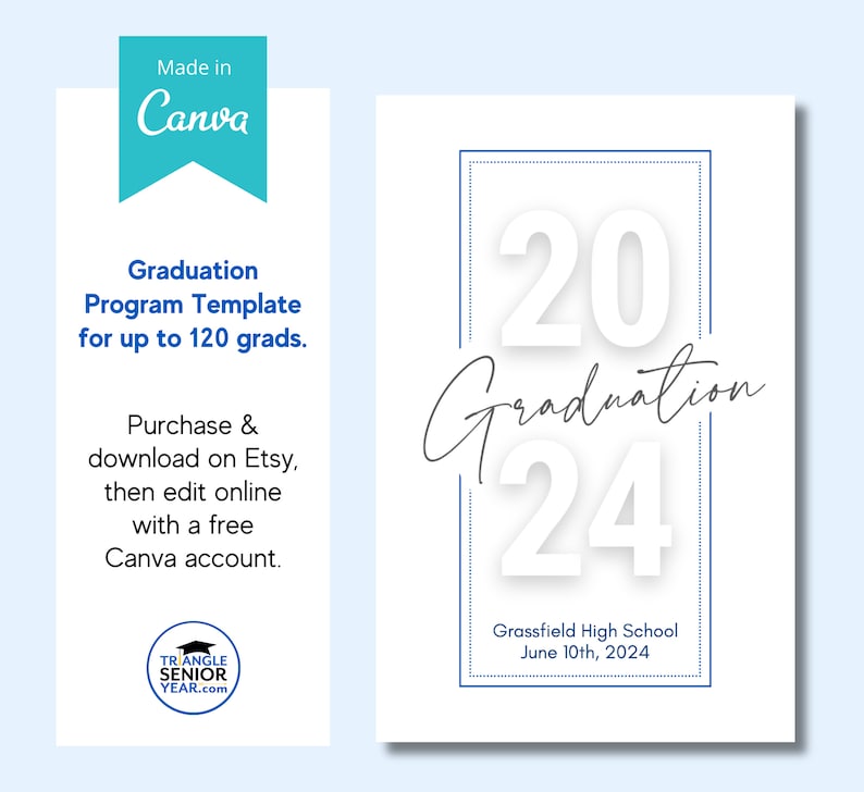 2024 Graduation Program Template, Graduation Ceremony Program, High School, College Grad image 4