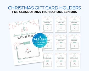 Class of 2027 Christmas Gift Card Holders, Senior Christmas Gift, High School Senior Gift Printable
