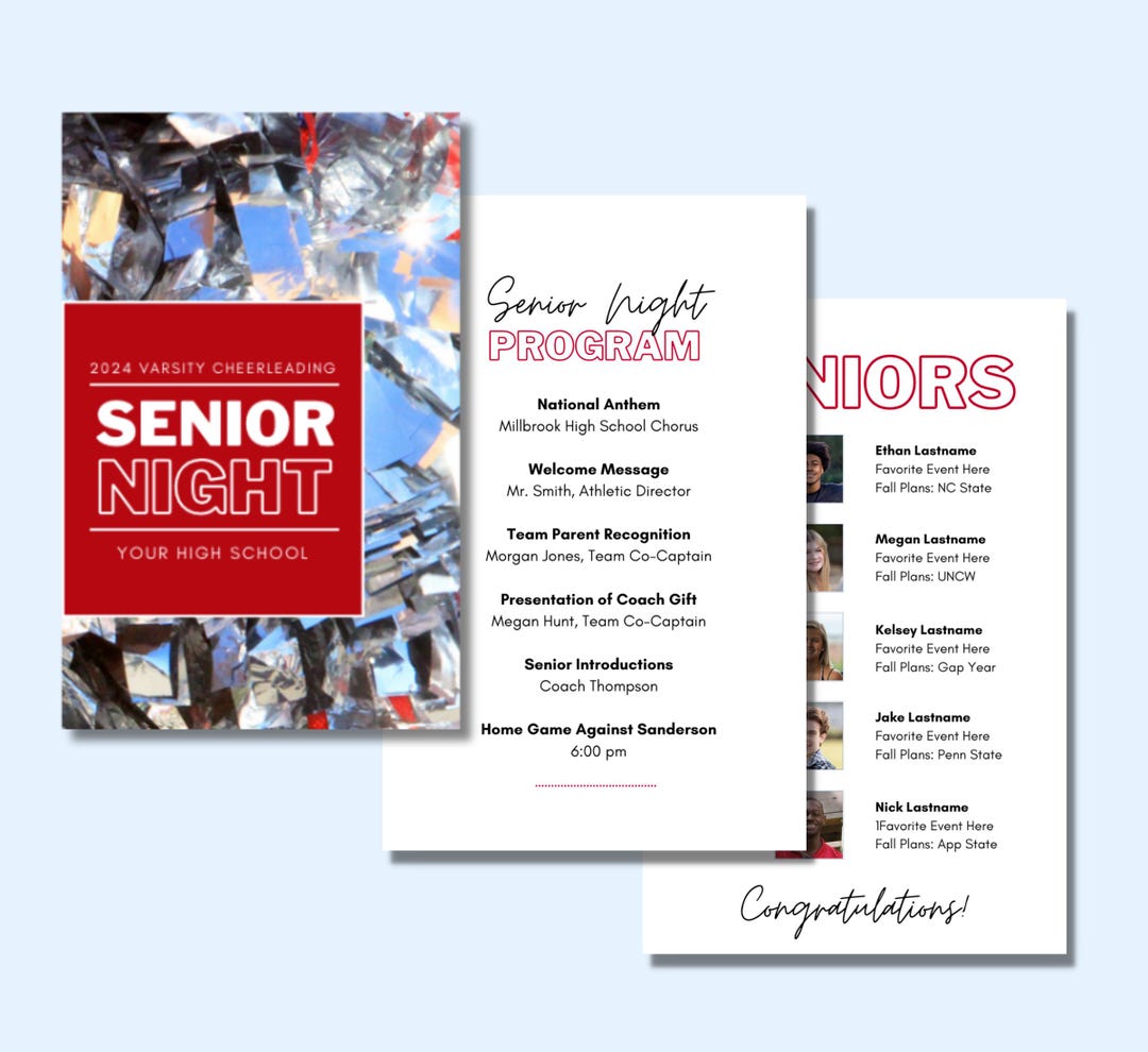 Program Template for Senior Night, Cheerleading Senior Night Program ...