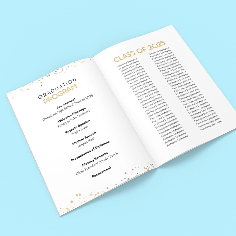 Buy Graduation Program Template for the Class of 2025, Graduation ...