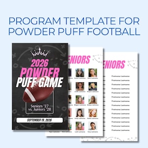 Powder Puff Football Program Template, Powderpuff Game Event Program