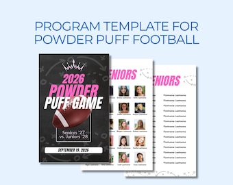 Powder Puff Football Program Template, Powderpuff Game Event Program