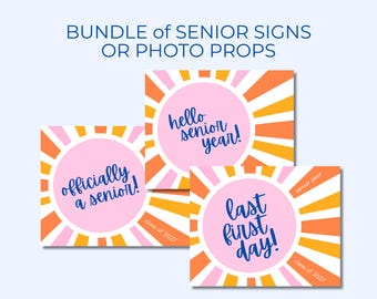 First Day of Senior Year Signs Bundle for the Class of 2027, Printable First Day of School Signs, Senior Sunrise Signs