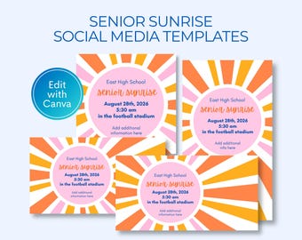 Senior Sunrise or Sunset Social Media Templates, Digital Templates for Senior Sunrise, Facebook, Twitter and Instagram Templates