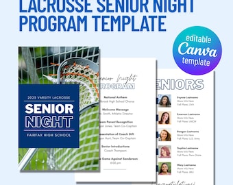 Program Template Senior Night Lacrosse Senior Night Program Digital Template Class of 2026 Lacrosse Program