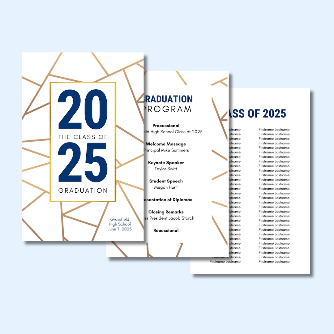 2025 Graduation Program Template, Graduation Ceremony Program, High
