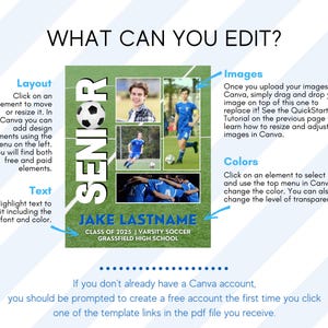 what you can edit on the Senior soccer poster template