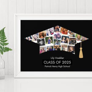 Graduation Photo Collage Template, Graduation Gift, Photo Collage Template, Grad Cap Collage Gift