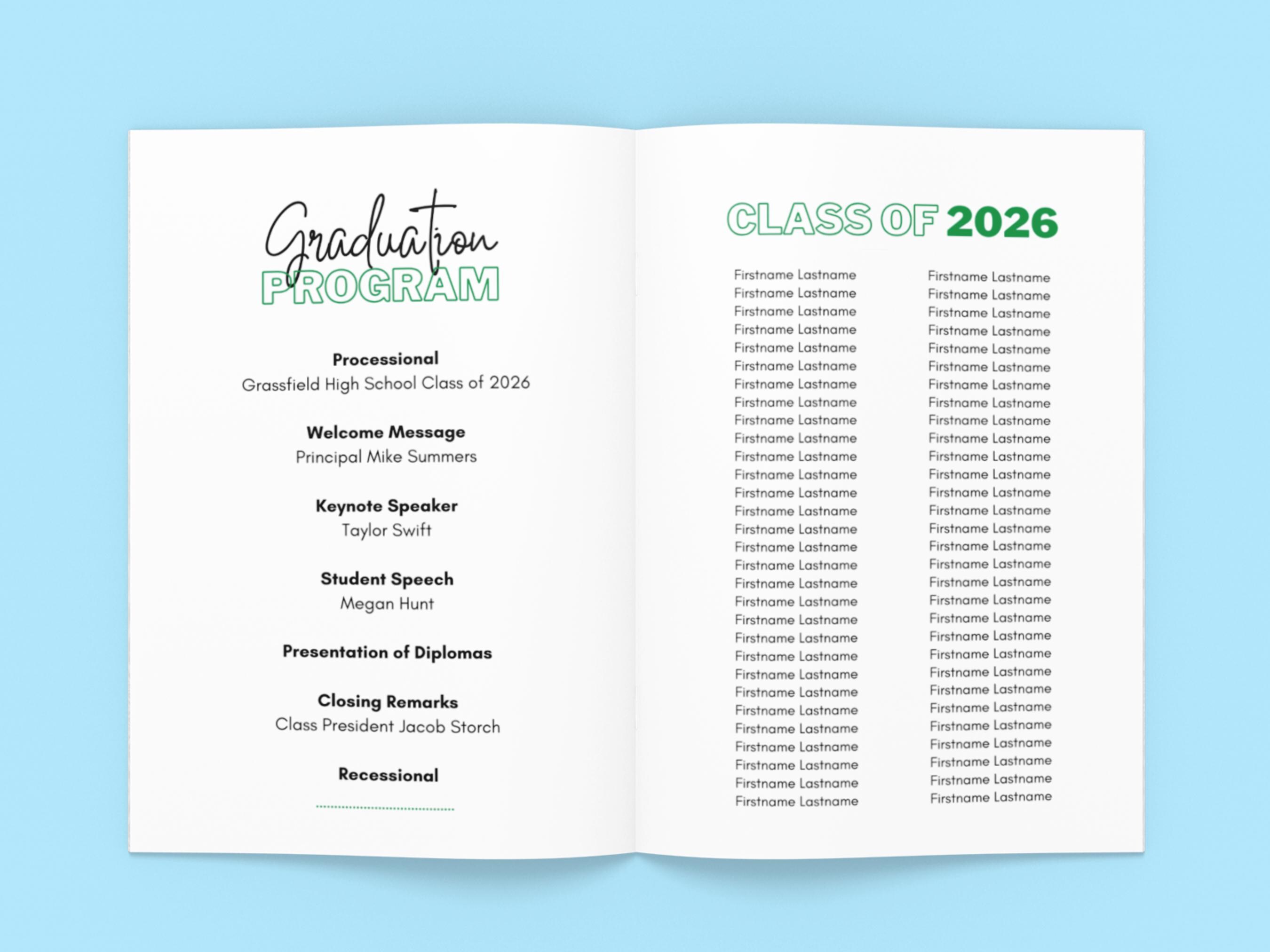Graduation Ceremony Program Template: High School, Middle School ...