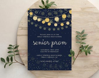Starry Night Prom Invitation Ticket Template, Celestial Theme (Canva Template)