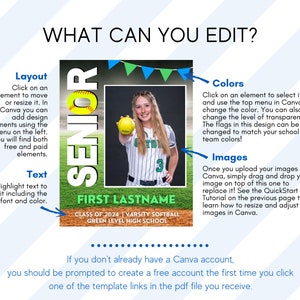 Softball Poster Template for Senior Night, High School Poster Template ...