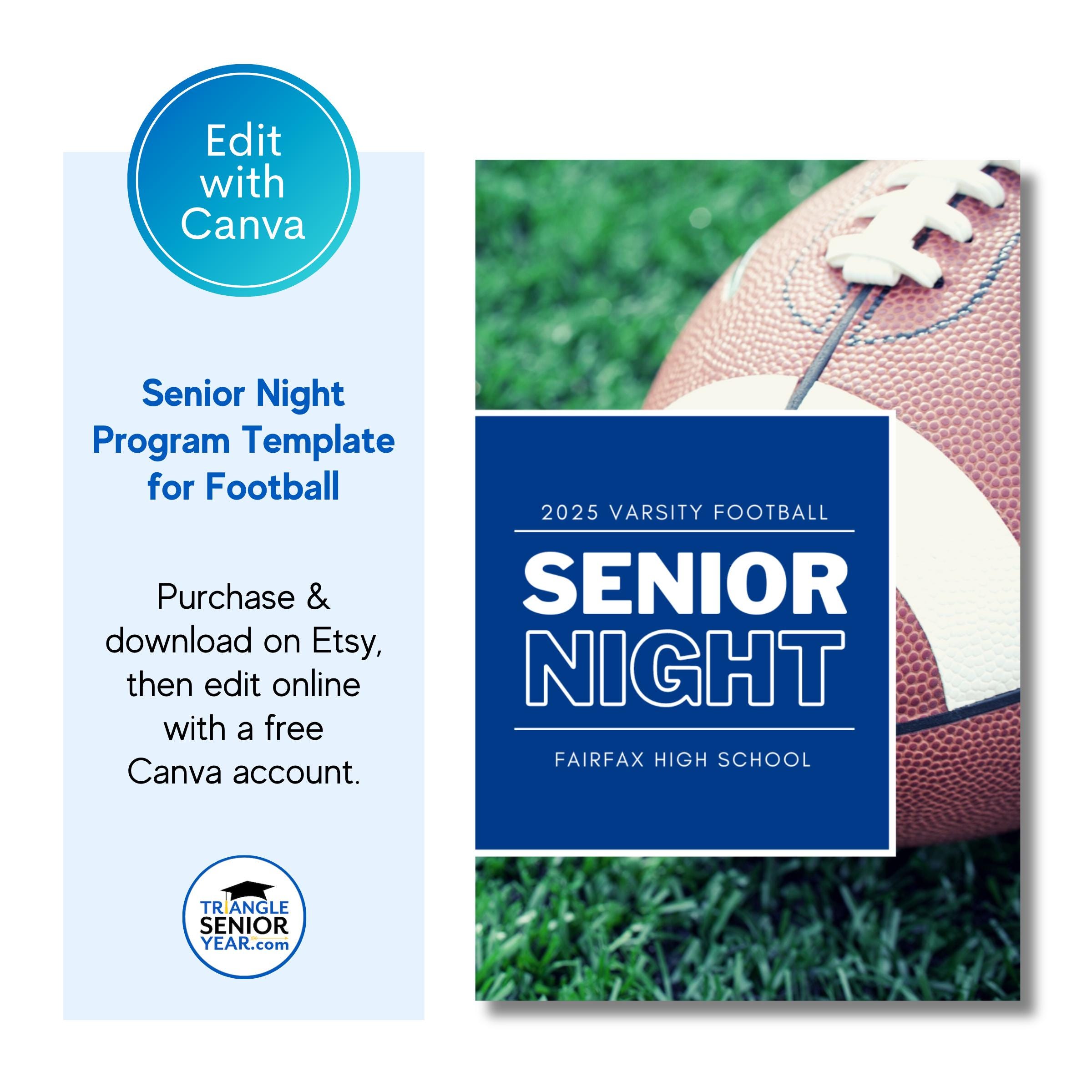 Football Program Template for Senior Night - Editable Canva Template - Etsy