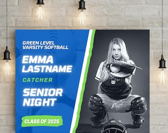 Senior Night Softball Poster Template, Softball Senior Night, High School Poster Template, Senior 2026