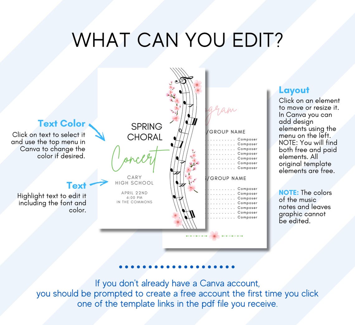 Spring Concert Program Template for Chorus, Orchestra, Band or Piano ...