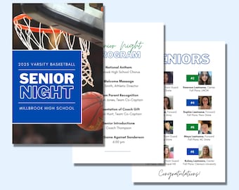 Basketball Senior Night Program Template, Program Template for Senior Night, Class of 2025