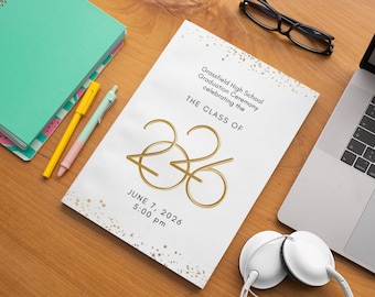 Graduation Program Template for the Class of 2026, Graduation Ceremony Program, High School, College Grad