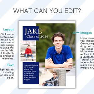 Senior Yearbook Ad Templates, Senior Year Tribute Ad, Editable 1/8, 1/4, 1/2 and Full Page Templates image 7