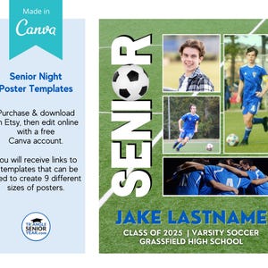 Senior soccer poster template: information about how the purchase and editing process works