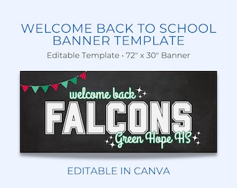 Back to School Banner Template: Customizable Welcome Banner (Canva Digital Download 72x30 inches)