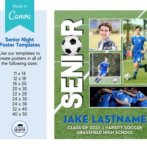 size information for Senior soccer poster template