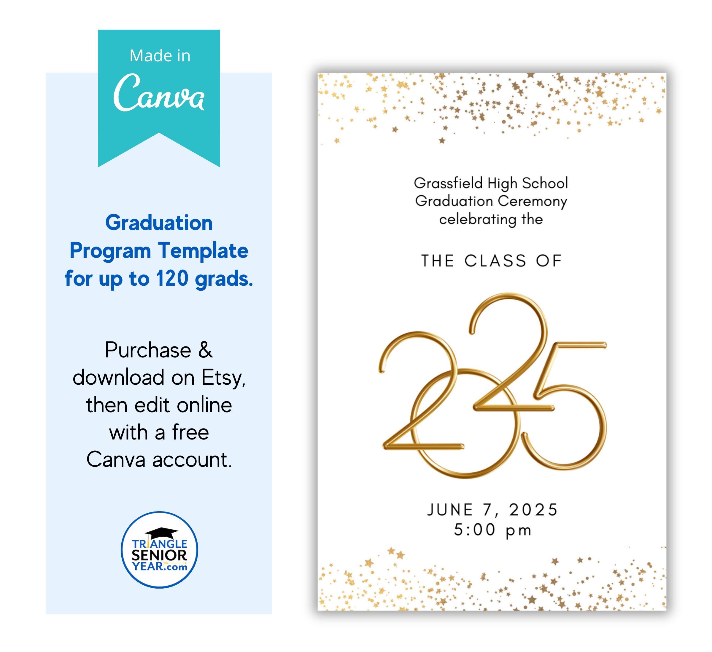 Buy Graduation Program Template for the Class of 2025, Graduation ...