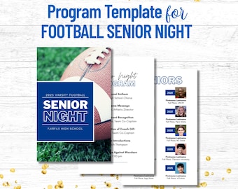 Football Program Template for Senior Night - Editable Canva Template