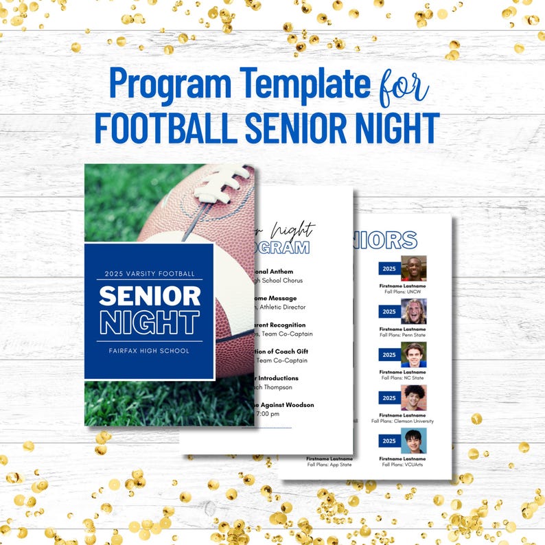 Football Program Template for Senior Night - Editable Canva Template - Etsy