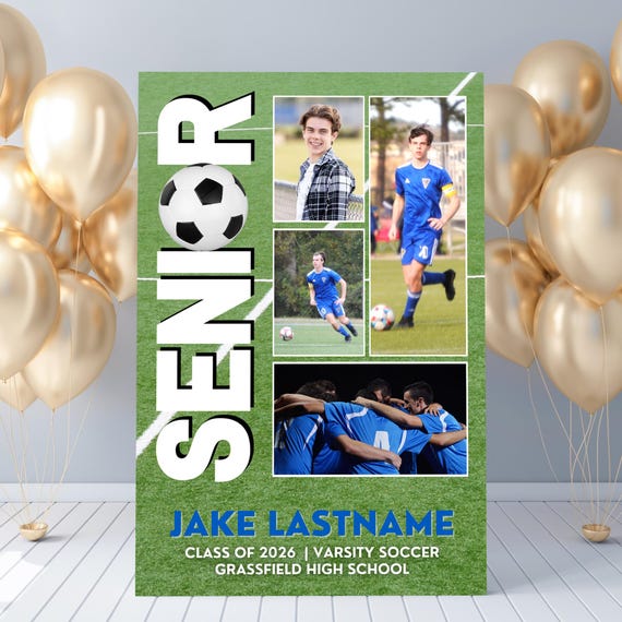 Soccer Poster for Class of 2026, Senior Night Poster Template for Soccer