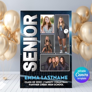 Senior Night Poster Template for Volleyball, High School Volleyball Poster Template, Senior 2026