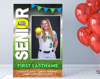 Softball Poster Template for Senior Night, High School Poster Template, Senior 2024