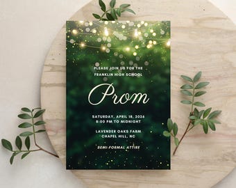 Enchanted Forest Prom Invitation & Ticket Templates: Editable Canva Designs (Digital Download)