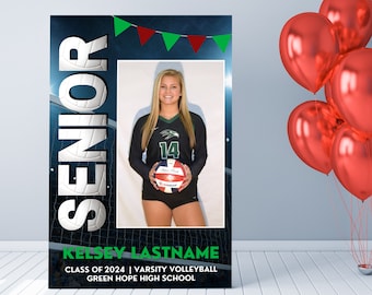 Senior Night Poster sjabloon voor volleybal, middelbare school poster sjabloon, Senior 2024