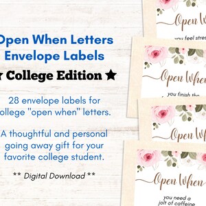 Envelope Labels for Care Package for College Freshmen Letters from Mom Message From Home Labels