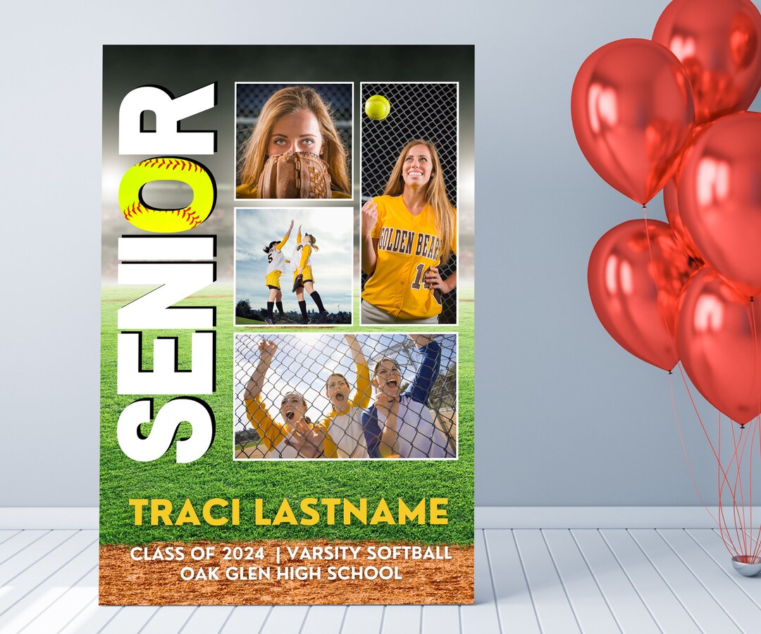 Softball Poster Template for Senior Night, High School Softball Poster ...