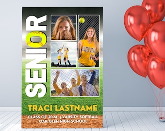 Softball Poster Template for Senior Night, High School Softball Poster Template, Senior 2024