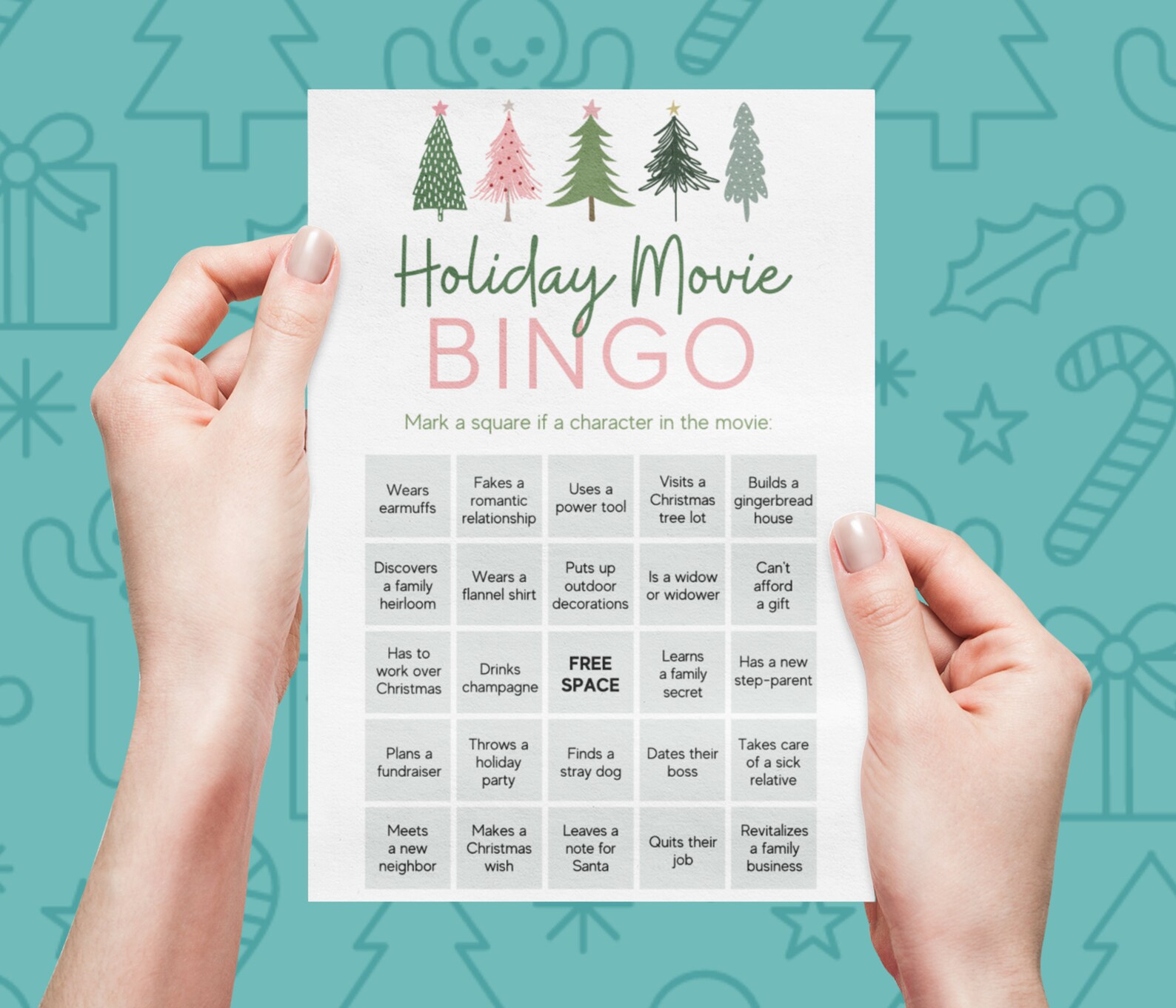 Christmas Movie Bingo Cards Printable Bingo Cards Holiday Etsy