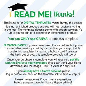 Text image with details about using and editing a Canva template.