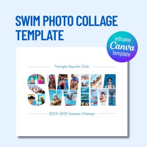 Swim Photo Collage Template, Swim Team Gift, Swim Coach Thank You Gift