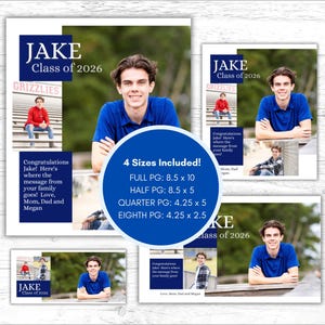 Senior Yearbook Ad Templates, Senior Year Tribute Ad, Editable 1/8, 1/4, 1/2 and Full Page Templates image 2
