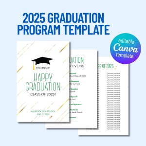 2025 Abschlussprogramm-Vorlage, Abschlusszeremonie-Programm, Abitur, Junior High Grad