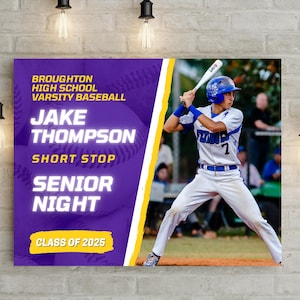 Senior Night Baseball Poster Vorlage, Baseball Senior Night, Klasse von 2025