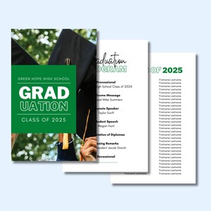 Graduation Program Template, Class of 2025 Graduation Ceremony Program, High School, College Grad