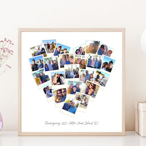 Plantilla de collage de fotos con forma de corazón, regalo personalizado para el Día del Padre, plantilla de collage de fotos, regalo de collage con forma de corazón