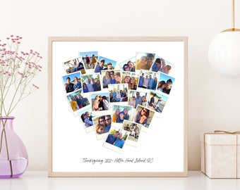Plantilla de collage de fotos en forma de corazón, regalo personalizado para el Día del Padre, plantilla de collage de fotos, regalo de collage en forma de corazón