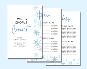 Editable Winter Concert Program Template - Holiday & Christmas Music - Digital Download