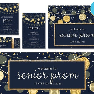 Sternennacht Heimkehr oder Party Vorlagen, Event Bundle mit Einladung, Ticket, Menü, Schilder und Banner Vorlagen