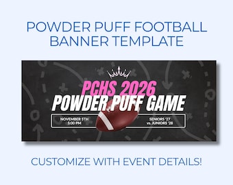 Bannersjabloon voor poederdons Voetbalcanvasjabloon Middelbare school Powderpuff-spelbanner